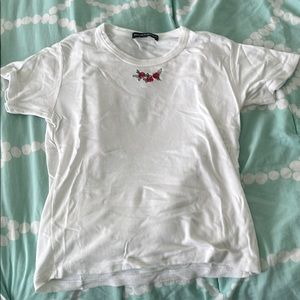 BRANDY MELVILLE ROSE WHITE TEE